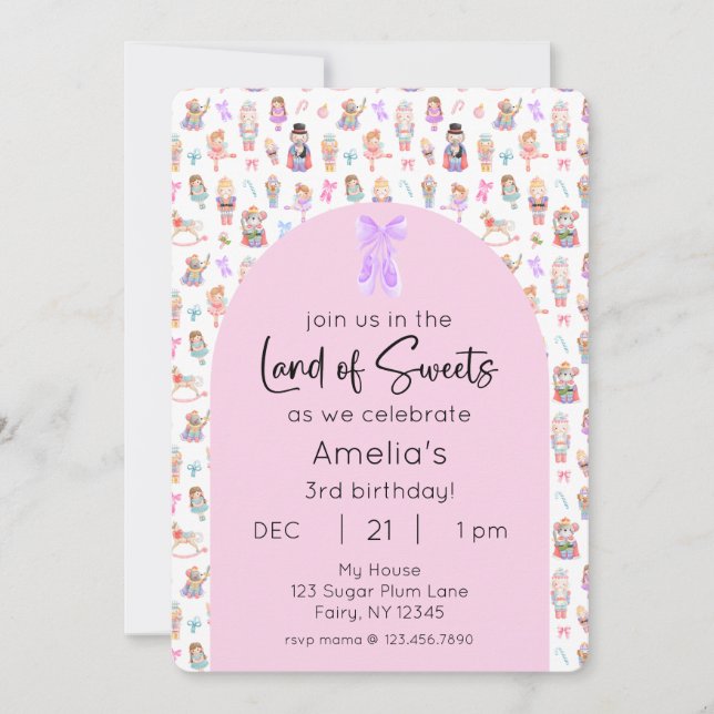 Convite Terra do Sweets Nutcracker Foto de Aniversário (Frente)