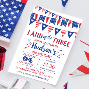 Convite Terra Dos Três! Partido aniversário de 3 anos de 4