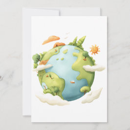 Convite Terra em Aquarela- Terra em Desenho com Elementos 