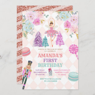 Convite Terra Floral do Quebra-Nozes da Garota Doce Aniver