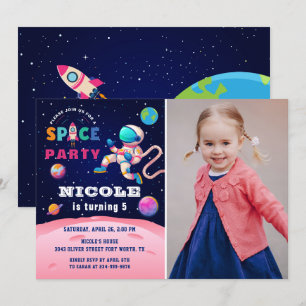 Convite Terra Foto de aniversário do Astronauta Espacial 