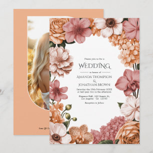Convite Terra Peach, Clay Rose & Soft Blush Buff Casamento