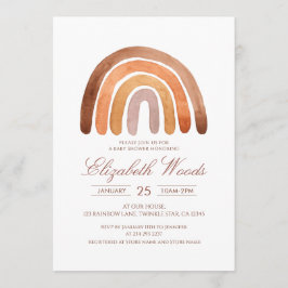 Convite Terra Tone Watercolor Boho Chá de fraldas Arco-Íri