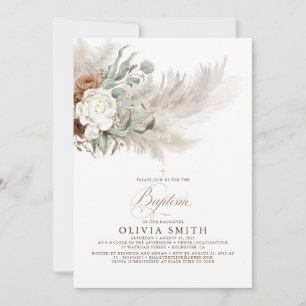 Convite Terra Verde Floral Pampas Grass Boho Baptism