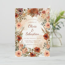 Terracota Boho Floral Outono Rústico Elegante