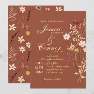 Convite Terracota Colorful Wildflower boho Weds