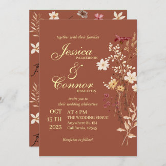 Convite Terracota Colorful Wildflower boho Weds