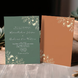 Convite Terracota e Casamento Floral em Verde Oliva