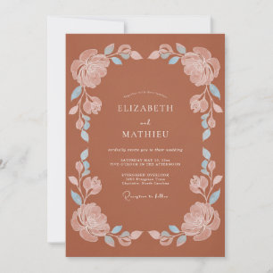 Convite Terracota Flor de Pastel Florescer Casamento