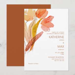 Convite Terracota Floral Aquarela Moderna Sem Pais