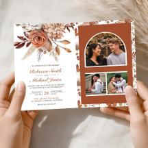 Terracota Floral Código QR Casamento Tudo em Um