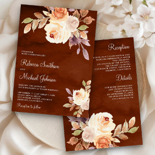 Convite Terracota Floral de Pêssego Terroso Casamento Tudo