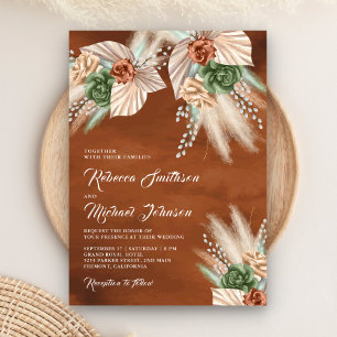 Convite Terracota Floral Pampas Terrosa de Palma de Marfim