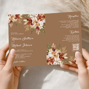 Convite Terracota Floral Silvestre Bege Bege Casamento