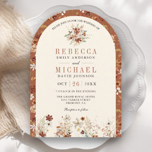 Convite Terracota Floral Silvestre Creme Arco Casamento