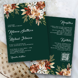 Convite Terracota Floral Silvestre Esmeralda Casamento