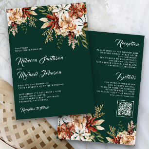 Convite Terracota Floral Silvestre Esmeralda Casamento