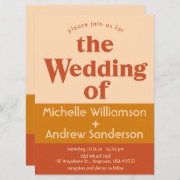 Convite Terracota Laranja Moderno Retro 6.5x8.75