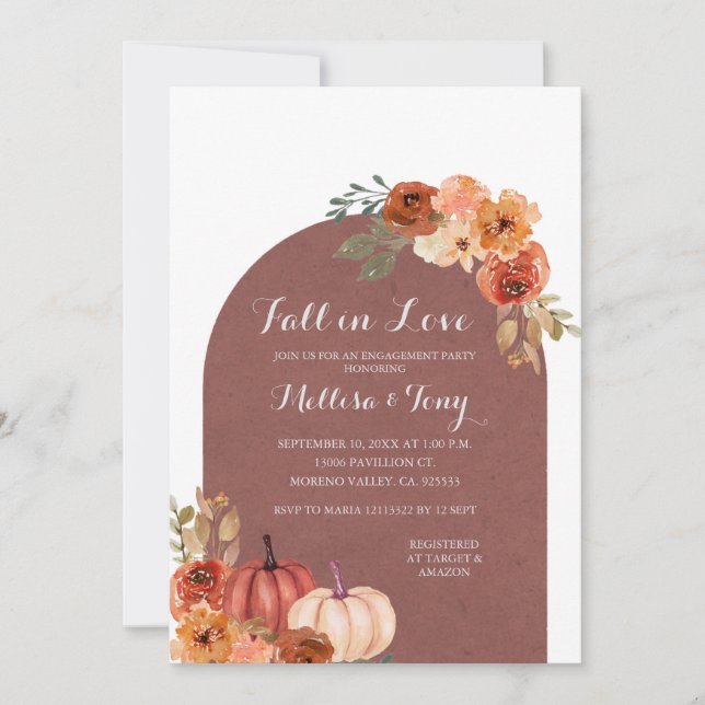 Convite Terracota Orange Pumpkin Apaixonando (Frente)