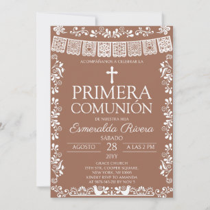 Convite Terracota Papel Picado Primera Comunión