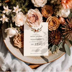 Convite Terracota rústica floral elegante moderna 