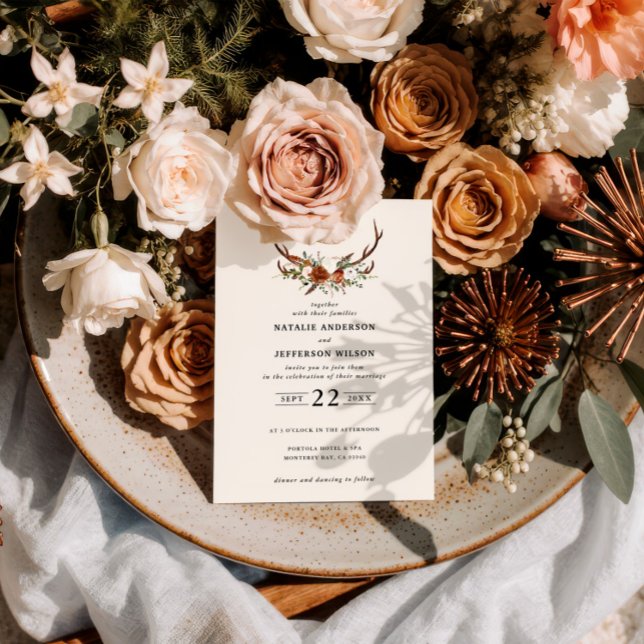 Convite Terracota rústica floral elegante moderna  (Criador carregado)