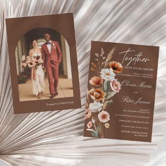 Convite Terracota Terrosa Boho Casamento Aquarela