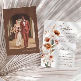 Convite Terracota Terrosa Boho Casamento Aquarela