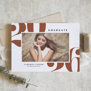 Convite Terracotta 2026 Tipografia Negrito Foto Graduação