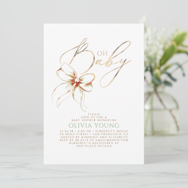 Convite Terracotta and Sage Green Elegant Fall Baby Shower (Em pé/Frente)