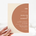 Convite Terracotta Arch Minimalist Initial Wedding<br><div class="desc">This terracotta arch minimalist initial wedding invitation is perfect for a rustic wedding. The design features a beautiful font in a terracotta background to compliment your event.</div>