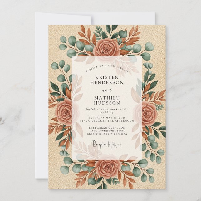 Convite Terracotta Artistic Autumn Wedding (Frente)