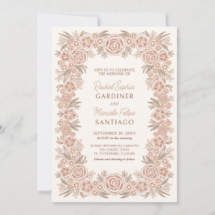 Convite Terracotta Autumn Floral Wedding