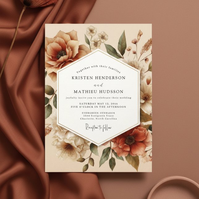 Convite Terracotta Bloom Autumn Romance Wedding (Criador carregado)
