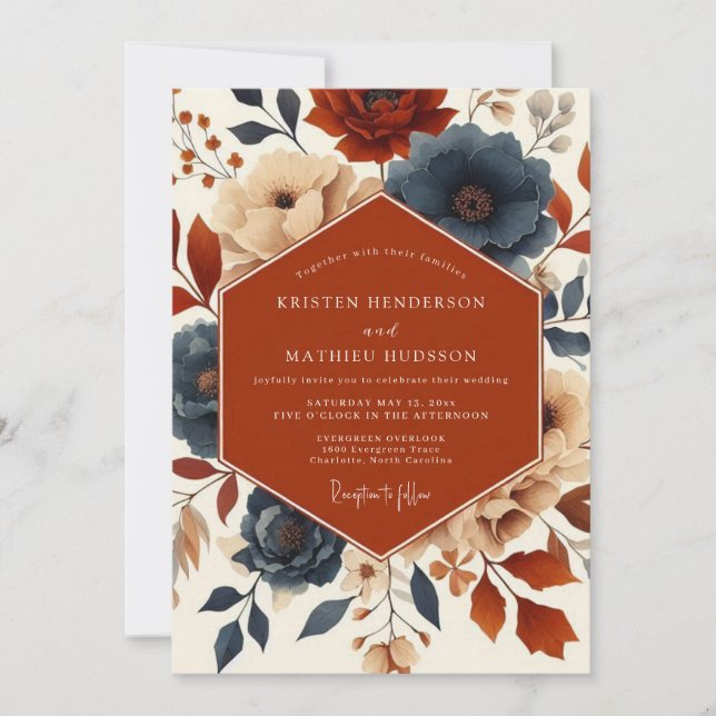 Convite Terracotta Bloom Romance Wedding (Frente)