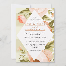 Convite Terracotta Blooming Rose Hydrangea Floral Wedding