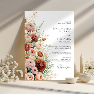 Convite Terracotta Blush Corado Jardim Flores Casamento