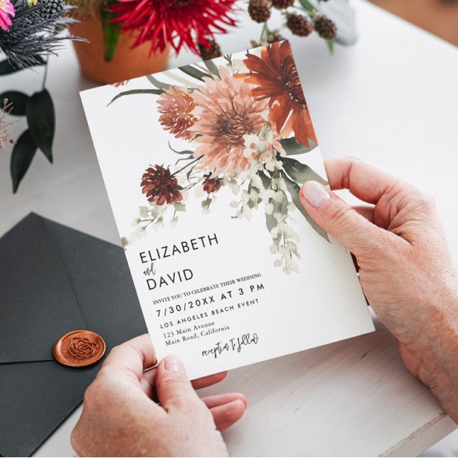 Convite Terracotta Bohemian Floral Wedding (Criador carregado)