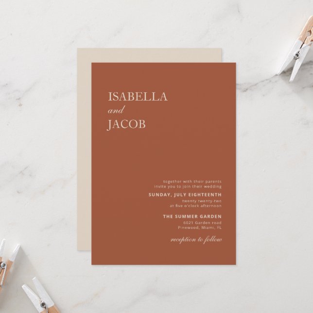 Convite Terracotta Boho (Frente/Verso In Situ)