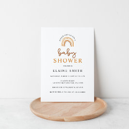 Convite Terracotta Boho Arco-Íris Gênero Chá de fraldas ne