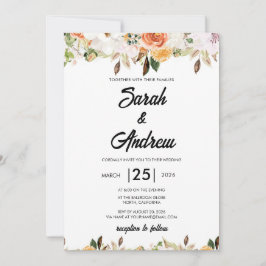 Convite Terracotta Boho Autumn Floral Wedding