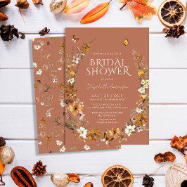 Convite Terracotta Boho Chá de panela de flores selvagens