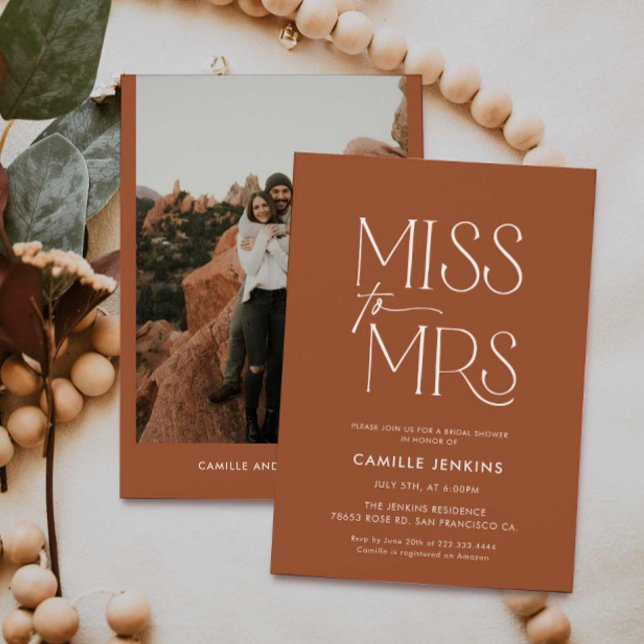 Convite Terracotta Boho Chá de panela Minimo (Boho Minimal Bridal Shower Invitation)