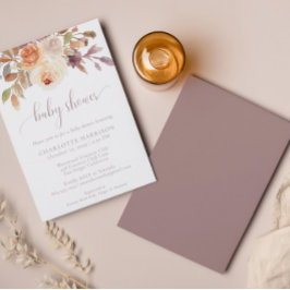 Convite Terracotta Boho Fall Floral | CHÁ DE FRALDAS