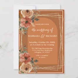 Convite Terracotta Boho Fall Floral Watercolor