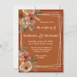 Convite Terracotta Boho Fall Floral Watercolor