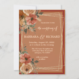 Convite Terracotta Boho Fall Floral Watercolor