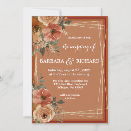 Convite Terracotta Boho Fall Floral Watercolor