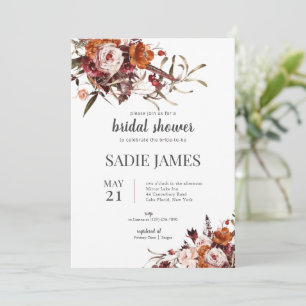 Convite Terracotta Boho Floral Bridal Shower Invitation