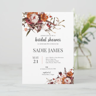 Convite Terracotta Boho Floral Bridal Shower Invitation